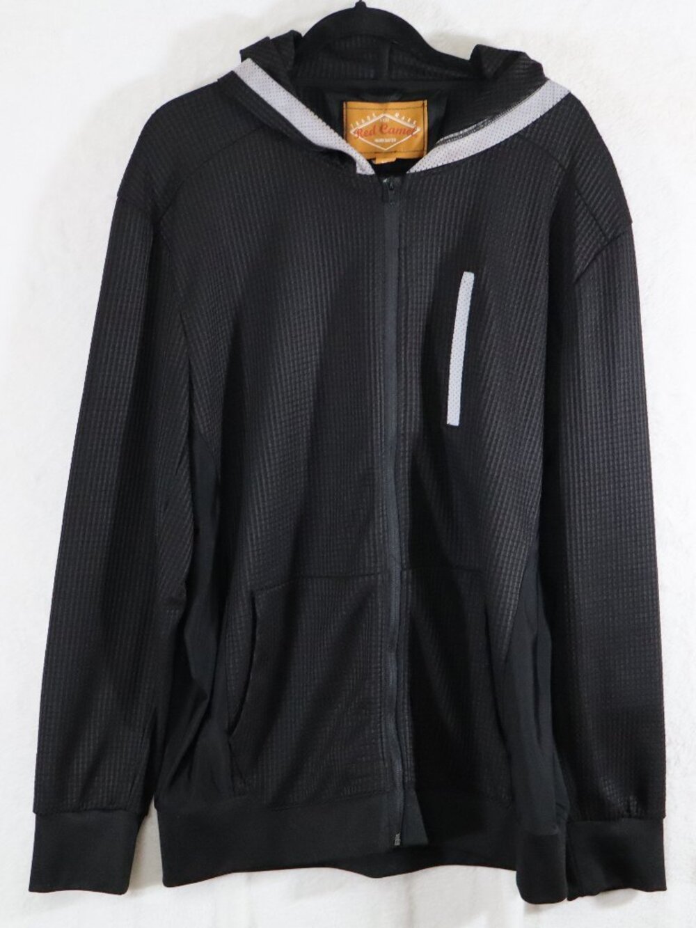 Red Camel Men's Black Textured Zip‑Up Hoodie Jacket